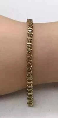 Brazalete de boda de diamantes marrones simulados especiales para mujer enchapado en oro amarillo de 14K Foto 1 de 4