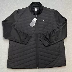 Callaway Golf Jacket Mens 2XL Black Quilted Puffer Hybrid Fleece Travel UPF NEW - Picture 1 of 11