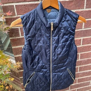 Massimo Dutti Women’s Reversible Quilted Puffer Vest XS Dark/medium Blue EUC - Picture 1 of 19