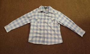 Eddie Bauer Flannel Plaid Shirt Mens Size M Blue & White 100% Cotton Button Up - Picture 1 of 9