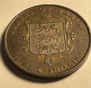 More details for jersey  1851.  1/13th  of a shilling coin with lustre