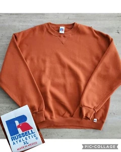 Vintage Russell Athletic Blank Pullover Crewneck Sweatshirt Burnt Orange Sz XL - Picture 1 of 8
