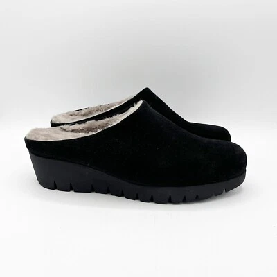 La Canadienne Clog Womens 10 Black Suede Shearling Mule Slip On Comfort Shoes - Image 1 of 4