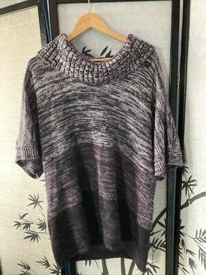 Style & Co Womens Knit Ribbed Long Sleeve Tunic gray purple Sweater Size 1X - Imagem 1 de 4