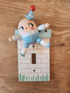 Vtg Irmi Wooden Blue Humpty Dumpty Nursery Rhymes Light Switch Plate Cover - Picture 1 of 3