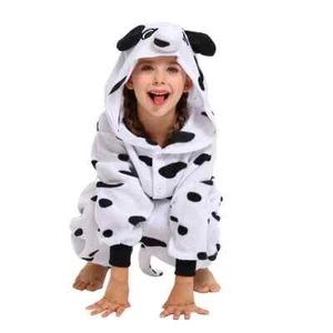 Dalmatian Pajamas for Boys and Girls Hooded One-piece Sleepwear Cosplay Costumes - Picture 1 of 17