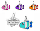Étiquette personnalisée gravée en forme de poisson / chat 27 mm étiquettes d'animal mignonnes colorées ID 