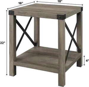 Walker Farmhouse Metal X Side Table, 18 Inch, Grey Wash - Picture 1 of 3