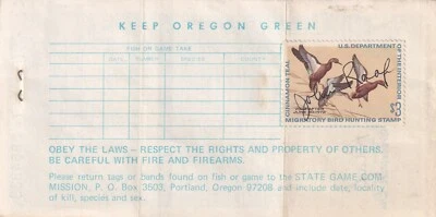 1971 Oregon Hunting License w/RW38 Federal Duck Stamp (61370) - Image 1 of 2