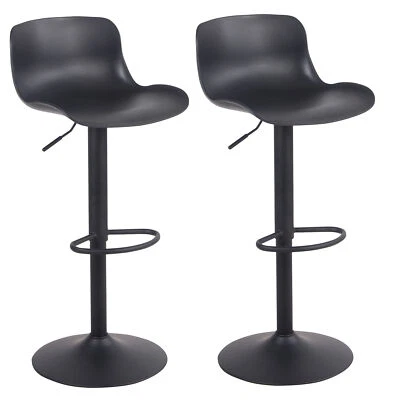 AmeriHome BS199BLKSET Adjustable Height Solid Color Bar Stool Set- Black - Image 1 of 4