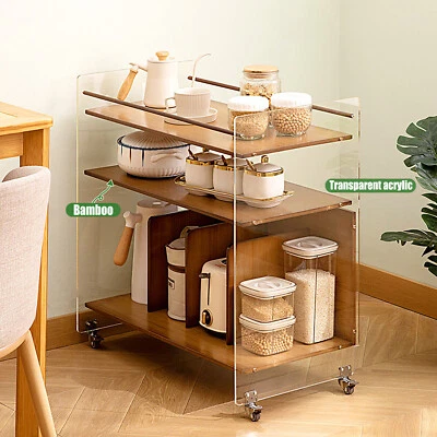 Modern 3 Tiers End Table Freestanding Rectangle Side Table Indoor Home Tawny NEW - Image 1 of 4