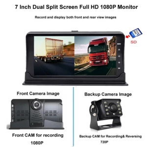 Nav Pros 7" IPS Monitor integrierte 1080P DVR Frontkamera mit 720P Rückfahrkamera - Bild 1 von 10