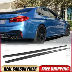 Real Carbon Side Skirts Extensions Lip For BMW G30 540i M Sport F90 M5 2017-2022 - Picture 1 of 14