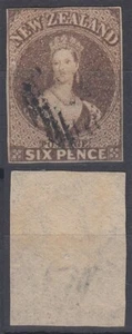 NEW ZEALAND 1862/64 QV FFQ 6d. BROWN IMPERF WMK STAR SG#42 USED (ID:061/D65218) - Picture 1 of 1