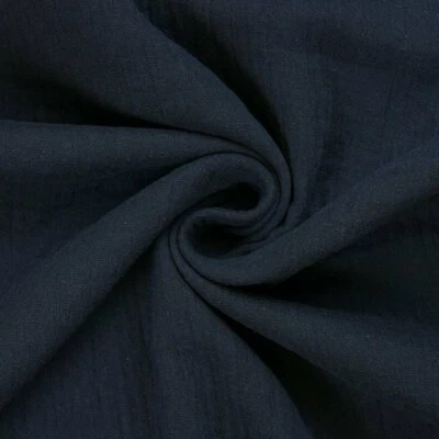 Musselin/Double Gauze Stoff | Meterware | Öko-Tex Klasse 1 | 0,5m | marineblau