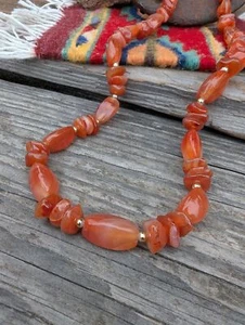 Vintage Carnelian Necklace, Southwestern Stone Necklace - Picture 1 of 10