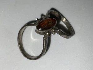 RARO Anillo Plata Esterlina Dos en Uno Anillo Dominicano Ámbar/Turquesa Talla 7 - Imagen 1 de 8