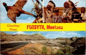 Tarjeta postal Saludos desde FORSYTH, Montana MT vista múltiple c1963 - Imagen 1 de 2