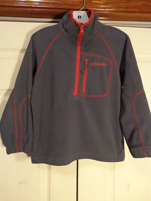 COLUMBIA 1/2 ZIP FLEECE PULLOVER JACKET YOUTH 8 GREY/RED - Image 1 of 4
