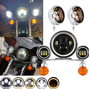7" LED Headlight & 4.5" Passing Light Bar For Yamaha Road XV1600 Star Silverado - Picture 1 of 12