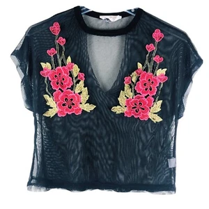 Women’s Twinkle by Wenlan Black Sheer Mesh Shirt S - Picture 1 of 8
