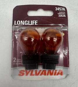 BRAND NEW 2x- 3457A Amber Chrome Signal Lamps SYLVANIA Fast Shipping - Picture 1 of 3