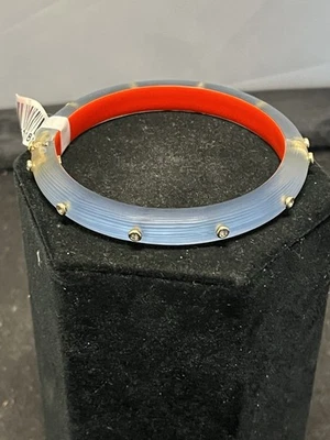 Alexis Bittar Horizon Blue w Clear Crystals Magnetic Clamper Bangle Bracelet 7.5 - Image 1 of 4