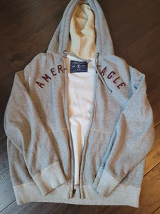 American Eagle Zipper Hoodie Men's Gray Warm Size XL - Picture 1 of 2