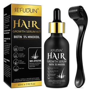 60ML Hair Growth Serum+Roller Kit Beard Growth Oil Works On Both Hair & Beard - Picture 1 of 21