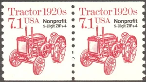 Scott 2127b, The 1987 7.1¢ Tractor Transportation Series Coil Pair - MNH - Picture 1 of 1