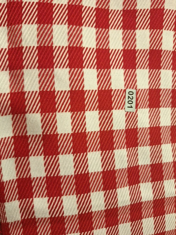 Ropa de tela de lana a cuadros rojo y blanco 2ydx54"W Foto 1 de 1