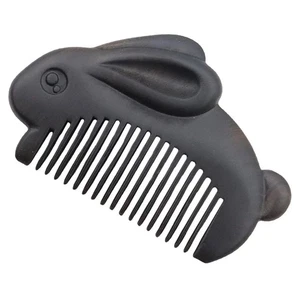 Sandalwood Hair Comb Bunny Design Smooth Durable Portable Unisex Hair Styling - Picture 1 of 24