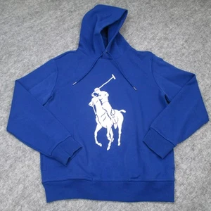 Polo Ralph Lauren Hoodie Mens Small Blue Big Pony Pullover Horse Logo Sweatshirt - Picture 1 of 18