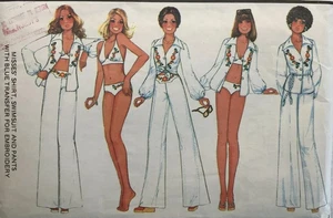 Traje de baño bikini McCalls 5025 años 70, camisa, pantalones de pierna ancha patrón de costura SIN CORTAR 14 - Imagen 1 de 4