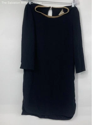 Vestido recto informal ligero manga 3/4 negro Burberry London para mujer talla 2 Foto 1 de 4