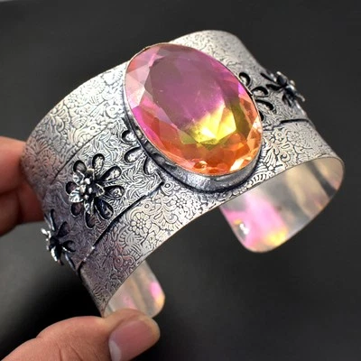 Multi Turmalin Edelstein Handarbeit Geschenk Vintage Schmuck verstellbar Armr... - Bild 1 von 4