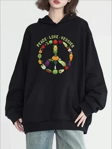 Hoodie mit Gemüse-Print, lässiges Langarm-Sweatshirt mit Kängurutasche, Damen C - Bild 1 von 7