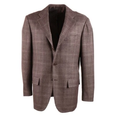 NWT $7495 KITON Brown Glen Check Cashmere-Silk Sport Coat 40 R (Eu 50) - Image 1 of 4