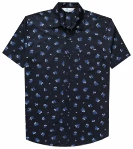 Alvish Men's Casual Button Down Shirts Short Sleeve Cotton Shirt with Pocket - Picture 1 of 26