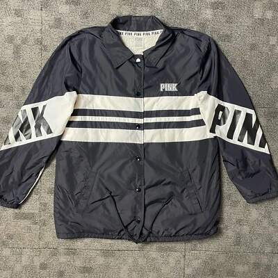 Victoria Secret 夹克女式 S 黑色夏尔巴内衬 Anorak 风衣学院风 — 第 1/4 张图片