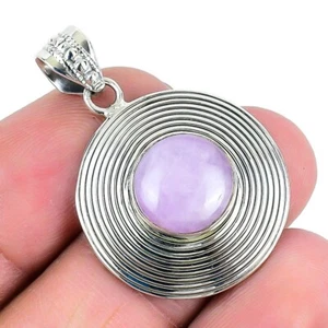Pink Kunzite Gemstone Solid Sterling Silver Mother Bezel Wedding Pendant Jewelry - Picture 1 of 7