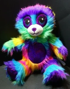 Peluche Build A Bear Panda Bear pelo largo difuso arco iris 9" - Imagen 1 de 6