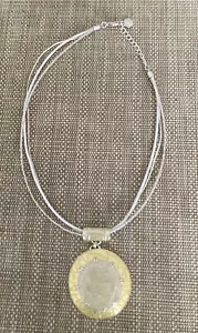 Collar Ikita® Paris ~ Disco Colgante Cuentas Oro Plata Metal Esmalte - Imagen 1 de 5