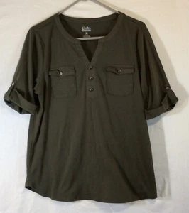 Top donna Croft & Barrow scollo a V verde taglia XXL tasche frontali casual comodo - Foto 1 di 6