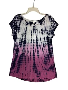 Beach Lunch Lounge Abby Top Size Medium Purple Blue Tie Dye Short Sleeves New - Picture 1 of 9