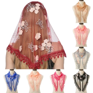 Colorful Tassel Triangle Silk Scarf Women Gauze Headscarf Elegant Ladies Shawl ✿ - Picture 1 of 23