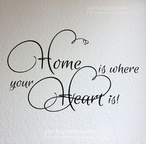 Home is where your Heart is 60cm Wandtattoo A08 Flur Zitat Wandaufkleber Sprüche