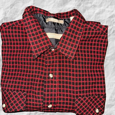 Camisa de franela de manga larga con botones Claybrooke para hombre roja negra a cuadros grande 2XL Foto 1 de 4
