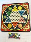 Vintage 1950's Hop Ching Chinese Checkers Tin Litho Game Complete with Marbles