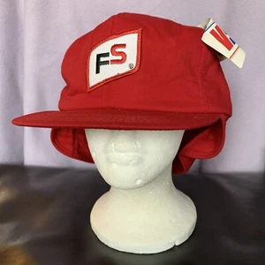 NEW VTG w tags Red FS Patch Adult Hat K Brand Cap Snapback with Ear Flaps USA - Picture 1 of 8